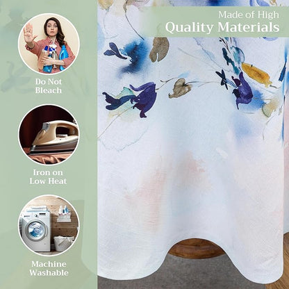 Maison d' Hermine Table Cloth Round Table 100% Cotton 69 Inches Tablecloth Reusable Decorative Everyday Use for Dining Room, Farmhouse, Home, Party, Festive & Wedding Spring Summer - Lazy Summer Days