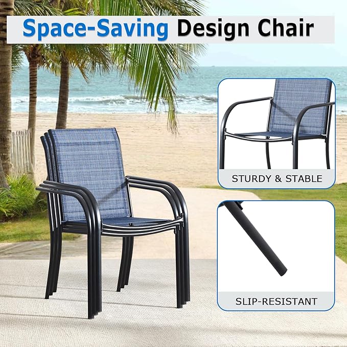 Outdoor Dining Chairs Set of 2, Stackable Patio Chairs - Image 3