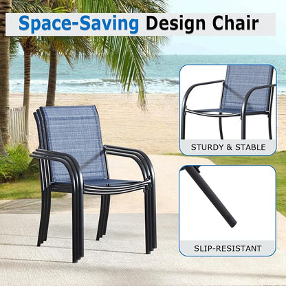 Outdoor Dining Chairs Set of 8, Stackable Patio Chairs - Image 4