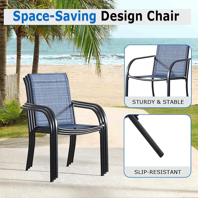 Outdoor Dining Chairs Set of 4, Stackable Patio Chairs - Image 3