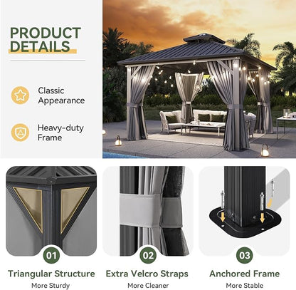 Aoxun Gazebo 12x12 Hardtop Gazebo - Image 5