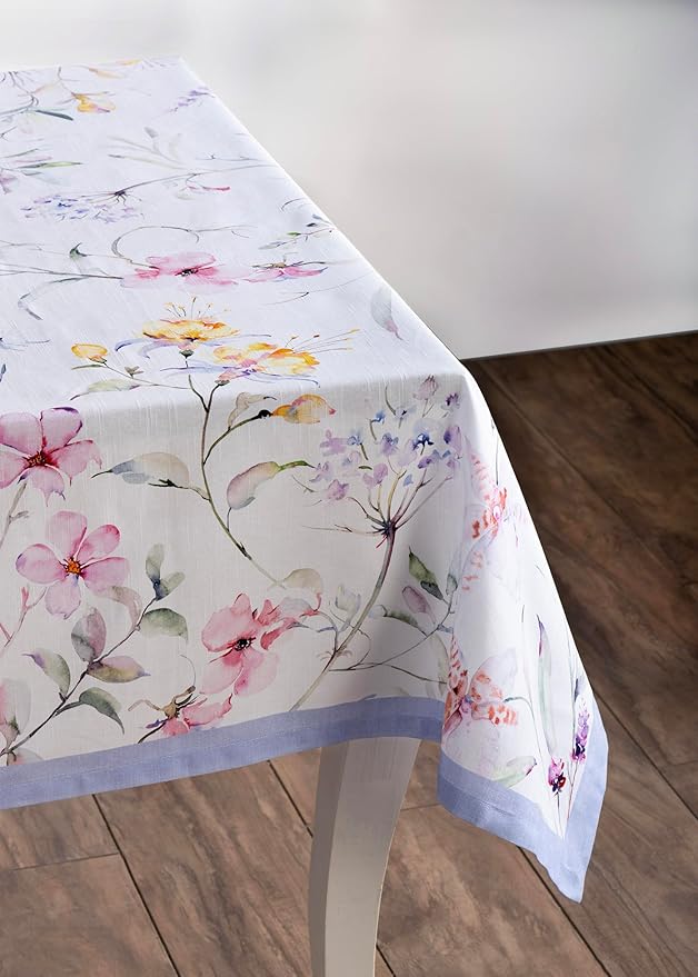 Maison d' Hermine Table Cloth Square Table 100% Cotton 54 x 54 Inches Tablecloth Reusable Decorative for Dining Room, Farmhouse, Home, Party, Festive & Wedding Spring Summer - Summer Floral