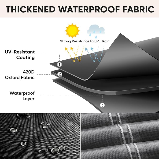 BALEINE Patio Furniture Covers, Outdoor Furniture Covers Waterproof, Heavy Duty Oxford Patio Table Cover for Outdoor Table, Chair, Sofa, Desk (Black 111"L×74"W×30"H)
