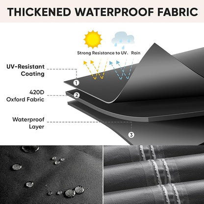 BALEINE Patio Furniture Covers, Outdoor Furniture Covers Waterproof, Heavy Duty Oxford Patio Table Cover for Outdoor Table, Chair, Sofa, Desk (Black 111"L×74"W×30"H)