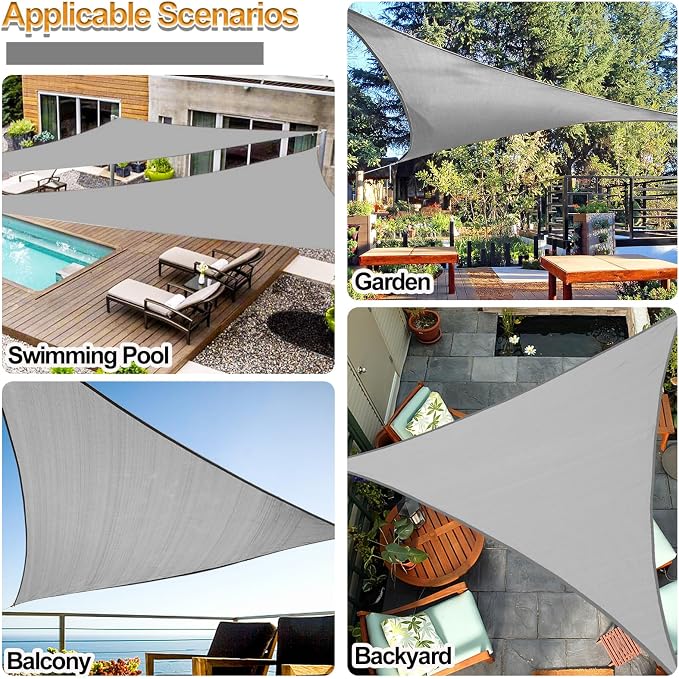 Shade&Beyond Shade Sail 14'X14'X14' Triangle Light Grey Breathable UV Block - Image 5