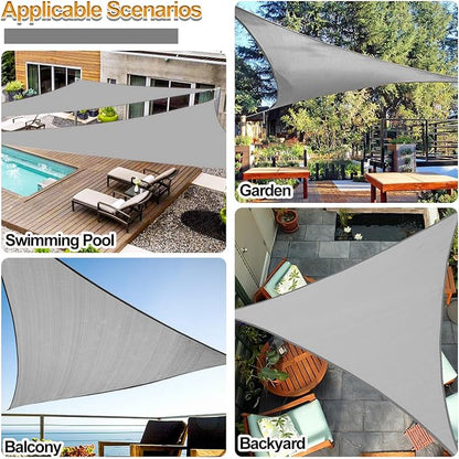 Shade&Beyond Shade Sail 14'X14'X14' Triangle Light Grey Breathable UV Block - Image 5