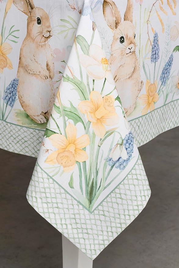 Maison d' Hermine Table Cloth Rectangle Table 100% Cotton 60 x 120 Inches Tablecloth Reusable Decorative for Dining Room, Farmhouse, Home, Party, Festive & Wedding Spring Summer - Easter Dew