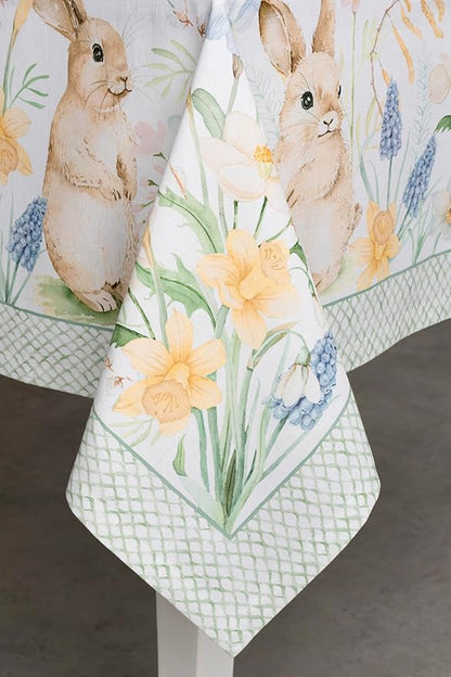 Maison d' Hermine Table Cloth Rectangle Table 100% Cotton 70 x 90 Inches Tablecloth Reusable Decorative for Dining Room, Farmhouse, Home, Party, Festive & Wedding Spring Summer - Easter Dew