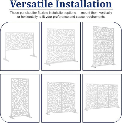 Outdoor Privacy Screen,72" H×47" W Metal Privacy Screen, Freestanding Privacy Fence Panels for Patio