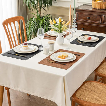 Romanstile Reversible Vinyl Placemats Set of 8, Faux Leather 100% Waterproof Oil-Proof Wipeable Place Mats, Heat Resistant Dual Sided Table Mats for Kitchen/Dining/Party (Grey Orange, 12 x 17 Inch)