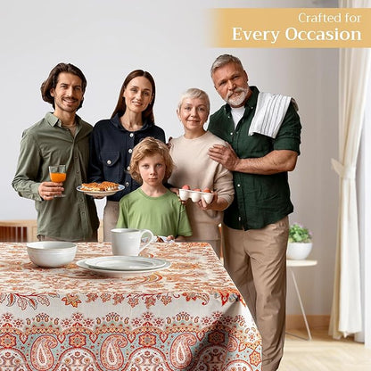 Maison d' Hermine Table Cloth Rectangle Table 100% Cotton 70 x 140 Inches Fall Tablecloth Reusable Everyday Use for Thanksgiving Christmas Decorations Dining Farmhouse Party (Cachemire)