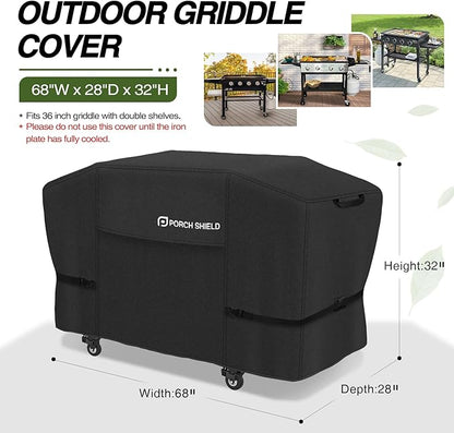 Porch Shield 36 inch Griddle Cover for Blackstone, Waterproof and Fade Resistant 600D Gas Grill Cover Fits for Blackstone 36" Griddle Cooking Station, Camp Chef and Most 4 Burner Flap Top Grill