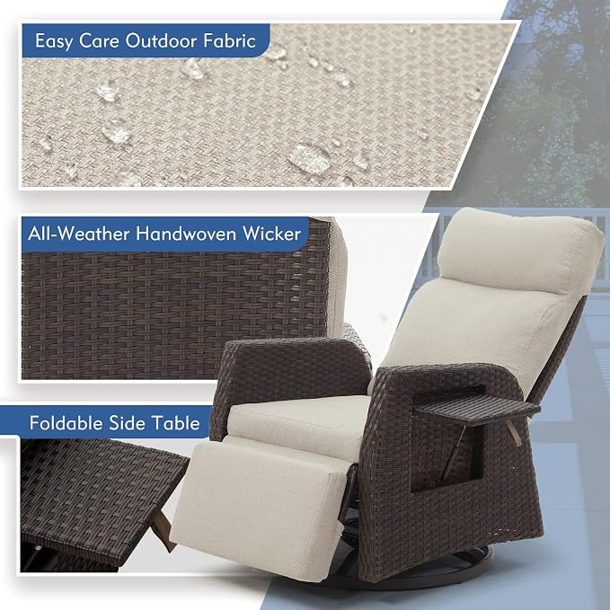 Patio Swivel Rattan Recliner - Image 6