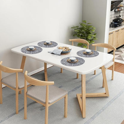 Homaxy Round Faux Leather Placemats and Coasters, Washable Dual-Side Table Mats, Wipeable Heat-Resistant Dining Place Mats for Outdoor and Indoor, Set of 4, Diameter 13 and 3.93 inch, Black & White
