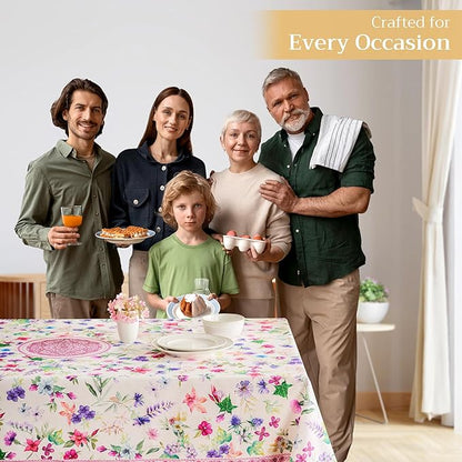 Maison d' Hermine Table Cloth Rectangle Table 100% Cotton 70 x 108 Inches Tablecloth Reusable Decorative Everyday Use for Dining Room, Farmhouse, Home, Party, Festive & Wedding Spring Summer - Chardon