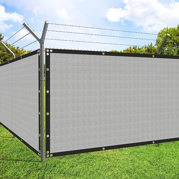 ECOOPTS 4'x182' Privacy Fence Screen Windscreen with Copper Grommets, Fit for Commercial Fence and Residential Garden Outdoor 90% UV Blockage, Cable Zip Ties Included (Gray)
