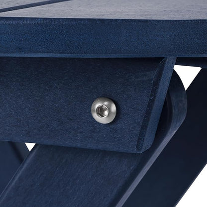 Costaelm Paradise HDPE Outdoor 24.5 Inch Round Portable Folding Patio Dining Table, Navy Blue