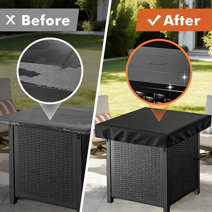 Outdoor Fire Pit Cover Square, Waterproof Fire Pit Cover for 28"-32" Square Fire Pit Tables, Industrial-Grade 3-Layer Structure 600D Fabric, UV Proof & Tear-Resistant Outdoor Firepit Cover