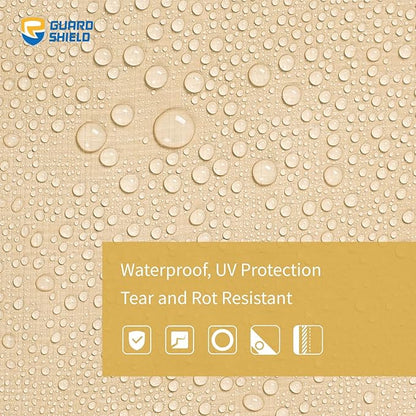 GUARD SHIELD Beige Tarp Heavy Duty Waterproof 20x20 Feet Outdoor Poly Tarps Cover Square Thick UV Resistant Canopy Tarpaulin with Grommets 10mil