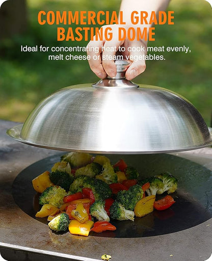 homenote Griddle Accessories for Blackstone, Commercial Grade 12 Inch Heavy Duty Melting Dome with Rectangle Cast Iron Smash Burger Press Perfect for Flat Top Hibachi Grill Indoor Outdoor
