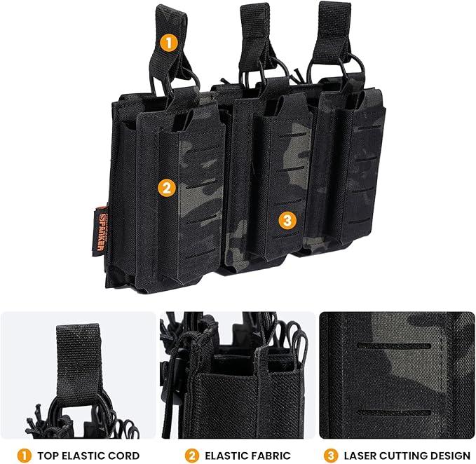 EXCELLENT ELITE SPANKER Tactical Open-Top Single/Double/Triple Molle Mag Pouch for Pistol Mag Pouch Tactical Bag Accessories Holder