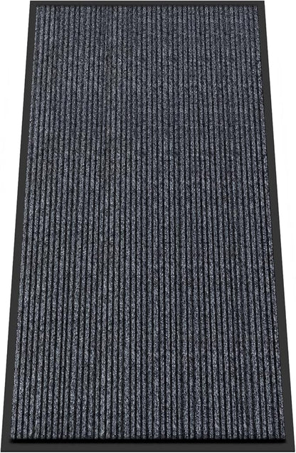 Kuyal Front Door Mat, 3'x6' Indoor Outdoor Entrance Mat, Commercial Floor Mats Inside Outside Entrance, Heavy Duty Durable Welcome Mats, Rubber Backing Non Slip Outdoor Mats for Entryway,Dark Gray