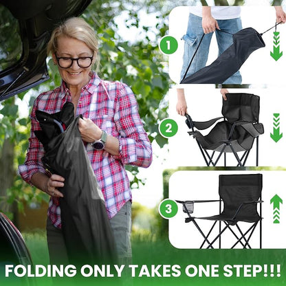 2 Pack Lightweight Folding Camping Chairs, Outdoor Lawn Beach Chair - Image 5
