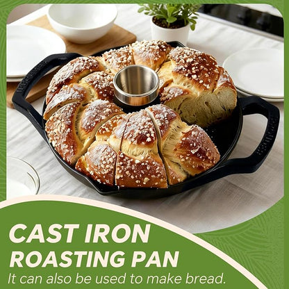 Cast Iron Chicken Roaster, Pre-Seasoned Vertical Poultry Roaster with Drip Pan, Beer Can Chicken Holder for Grill, Oven & Smoker