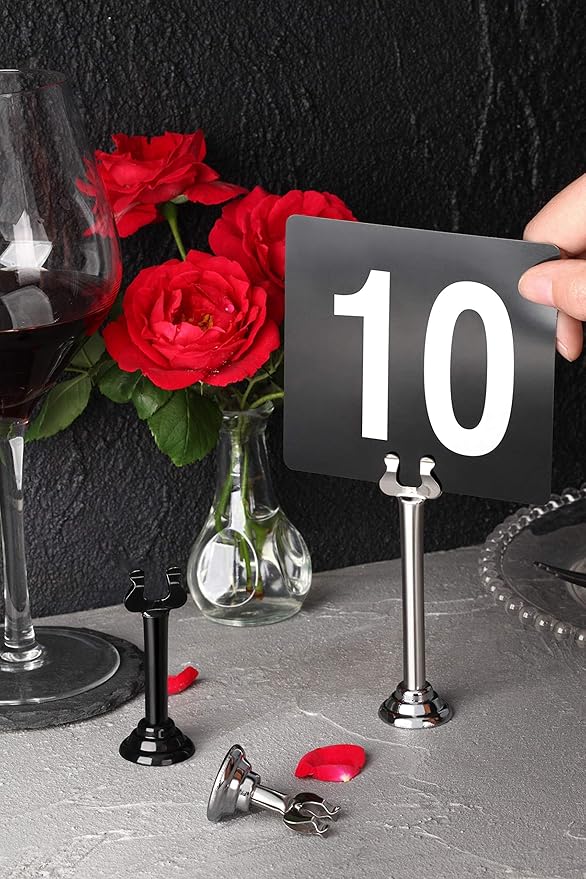 New Star Foodservice 23428 Triton Harp Clip Style, Place Card/Table Number Holder, 1.5 Inch, Silver, Set of 12, 23411