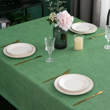 LIBERECOO Vinyl Tablecloth with Flannel Backing, Grass Green, Waterproof, Stain-Resistant, Easy-Clean Table Cover for Holiday, Dining, Kitchen, and Outdoor Use, 60" x 120" Rectangle