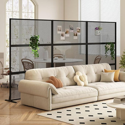 Giantex Metal Privacy Screen 72''H x 48''W, Powder-Coated Decorative Outdoor Fence Panel, Wall Divider for Room Separation, Freestanding Patio Divider with H-Shaped Base for Yard (Mesh Pattern)