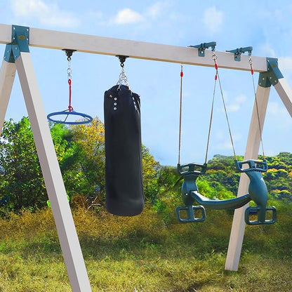 BETOOLL 2400 lb Capacity Heavy Duty Swing Hangers for Wooden Sets Playground Porch Indoor Outdoor & Hanging Snap Hooks Black of 2