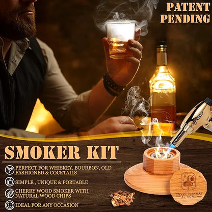 Cocktail Smoker Kit – Drink Smoker Bartender Kit with Torch, Sphere Ice Molds, Aromatic Wood Chips – Professional Bourbon Smoker Kit for Cocktails, Whiskey. Butane not Included