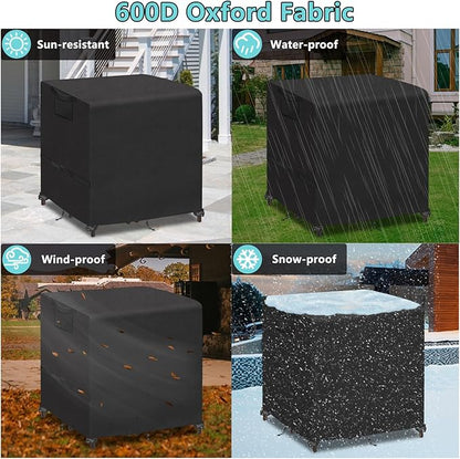 Kovshuiwe 5 Piece Bar Height Patio Dining Set Covers 600D Oxford Fabric Waterproof 60 Inch Square Patio Bar Height Table & Chair Sets Cover, Black