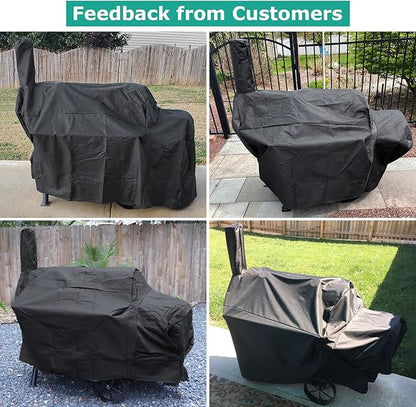 SunPatio Offset Smoker Cover, Outdoor Heavy Duty Waterproof Grill Cover Compatible for CharBroil Oklahma Joe's Highland and Horizon Grills, Charcoal BBQ Smoker Protector, All Weather Protection