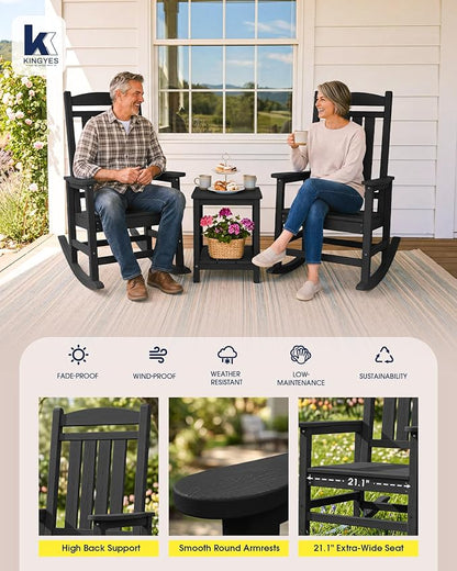 Oversized Outdoor Rocking Chairs Set of 4, HDPE Porch Rocker - Image 6