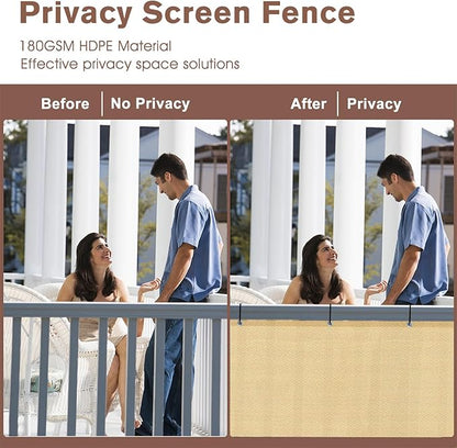 Sunny Guard Customized 3.3'x9' Sand Yellow Balcony Privacy Screen,180 GSM Apartments Railing Fence Cover,Heavy Duty Mesh Windscreen for Deck,Outdoor,Backyard,Patio
