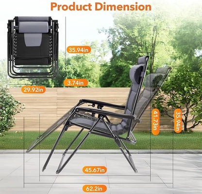 Sweetcrispy Zero Gravity Chairs, Foldable Patio Reclining Chairs - Image 8