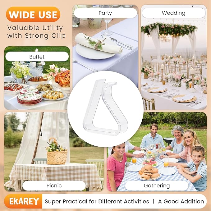 36 Pieces Clear Tablecloth Clips, Durable Plastic Table Cover Holders, Windproof Transparent Clamps for Securing Tablecloths Indoor Outdoor Party, Wedding, Christmas Event, Picnic, Camping (36, Small)