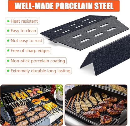 QuliMetal Grill Parts Replacement for Weber Genesis 300 Series, E310, S310, E320, E330, S330, EP310, EP320, EP330 Series Grills with Front-Mounted Control (Weber 7620+7622+7524, Black)