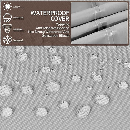 Round Patio Furniture Covers, 72" DIA x 28 H Waterproof Outdoor Furniture Cover for Patio Table & Chair Sets, 600D Heavy-duty UV-Resistant Fade-Proof Protection, Grey & Brown