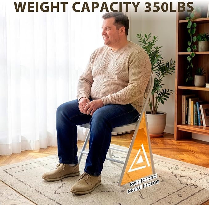 4 Pack Padded Folding Chairs, Portable Metal Foldable Chairs - Image 7