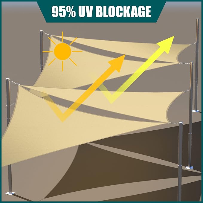 Royal Shade 12' x 15' x 19.2' Beige Triangle Waterproof Sun Shade Sail Order to - Image 3
