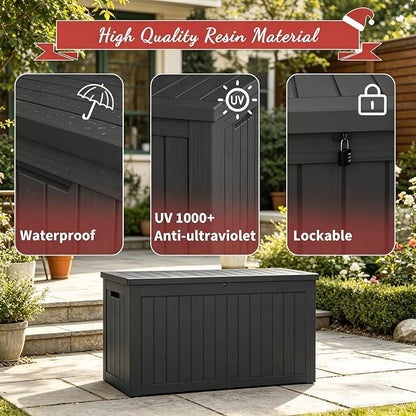 Fancyango 270 Gallon Outdoor Deck Box Waterproof, Large Storage Box - Image 4