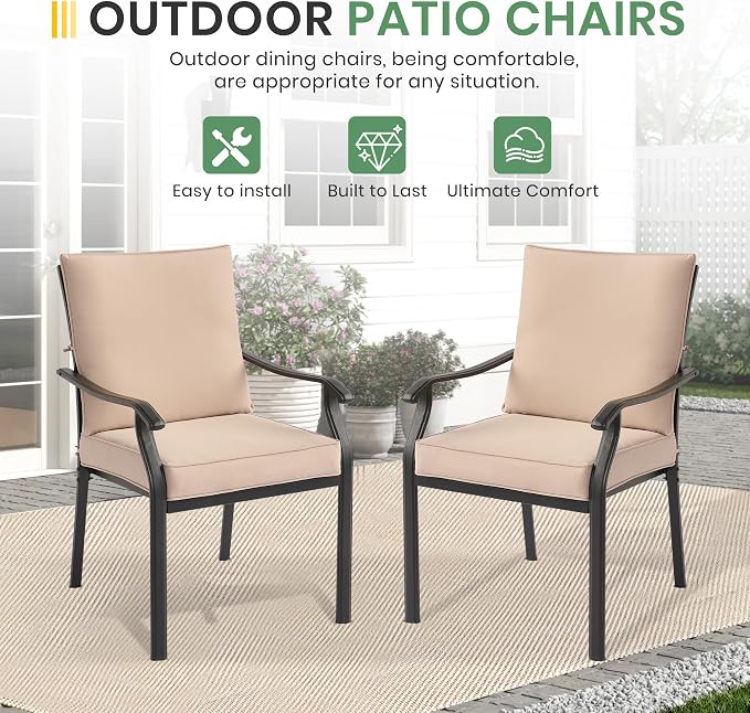 LVUYOYO Outdoor Patio Dining Chairs Set of 4, Metal Stackable Chairs Set - Image 7