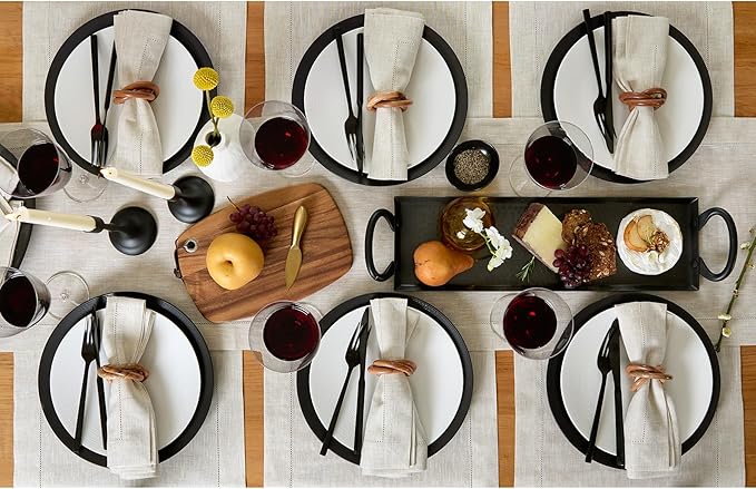 Solino Home Linen Light Natural Table Runner 156 Inches Long - 100% Pure Linen Extra Long Table Runner 14 x 156 Inch for Spring, Easter - Classic Hemstitch