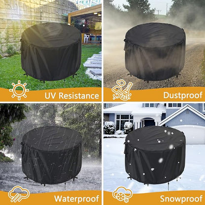 Kingling Patio Furniture Covers Waterproof, Round Patio Table Cover 90 inch Upgrade Heavy Duty Outdoor Table Cover for Dining & Coffee Table Chair Set, Firepit Table All Weather Resistant-90''D x43''H