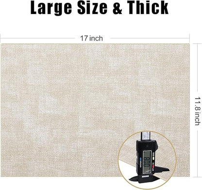 Homaxy Faux Leather Heat Resistant Placemats for Dining Table Set of 4, Waterproof Wipeable Washable PU Table Mats, Easy to Clean Anti-Slip Place Mats, 11.8" x 17", Beige