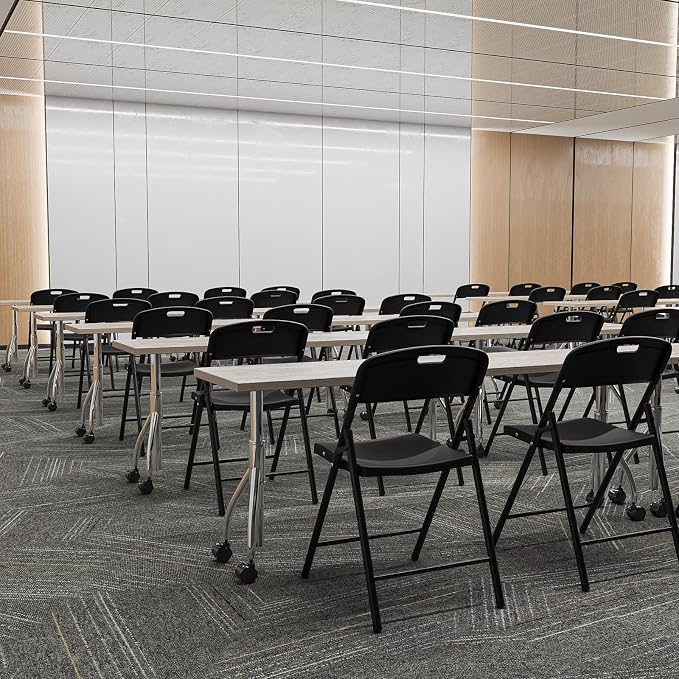 Bonnlo 4-Pack Black Plastic Folding Chairs, Portable Seat - Image 9