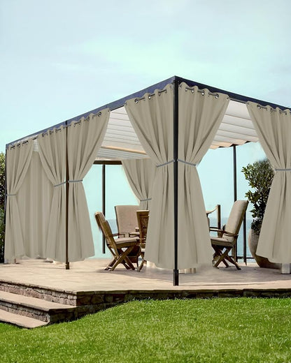 Grommet Outdoor Curtains for Patio Waterproof 8 Pcs 54x120 In Taupe | by HolidayIdeas